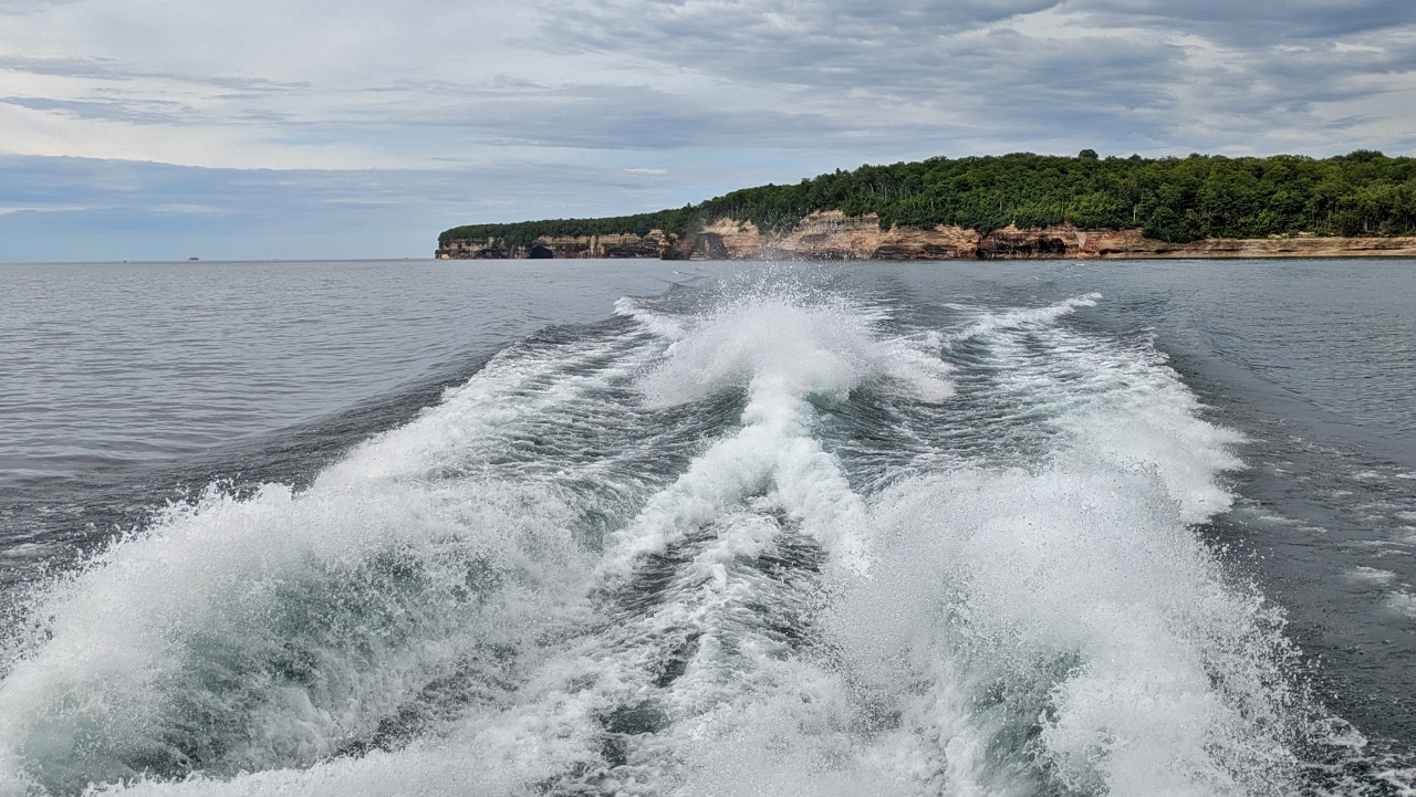 Twin Wakes of Our Catamaran Tour Boat
