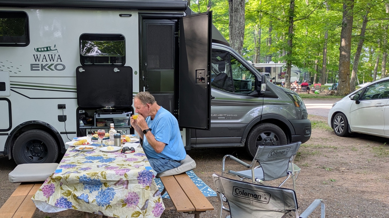 Bill Chews Away at Corn on the Cob