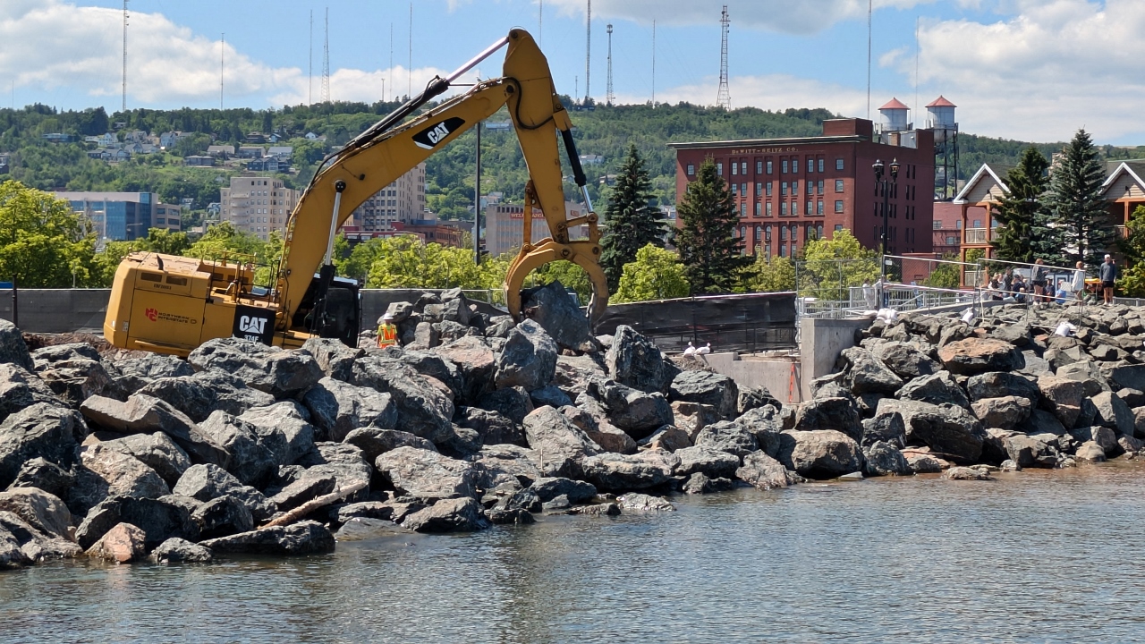 Repairs Ongoing to Riprap Along Park Walk