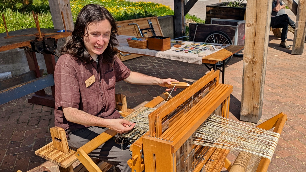 Weaving Instructor Demonstrates Her Craft