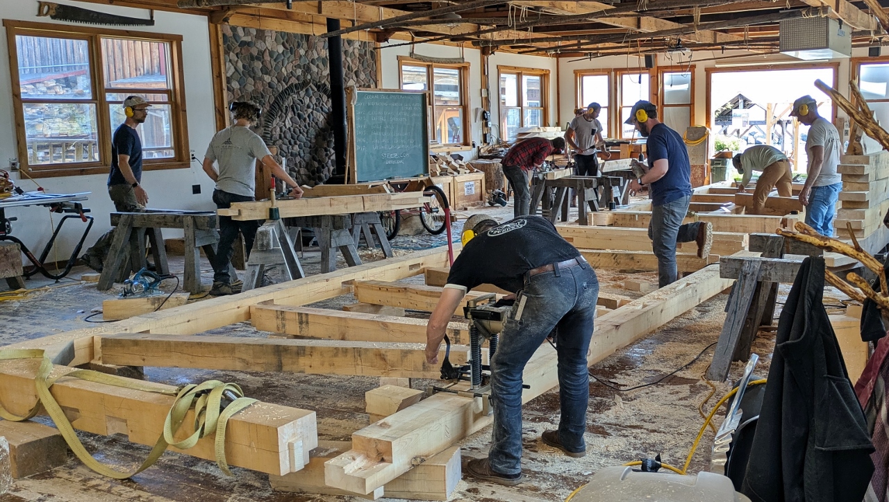 North House Folk School’s Timber Framing Class in Session