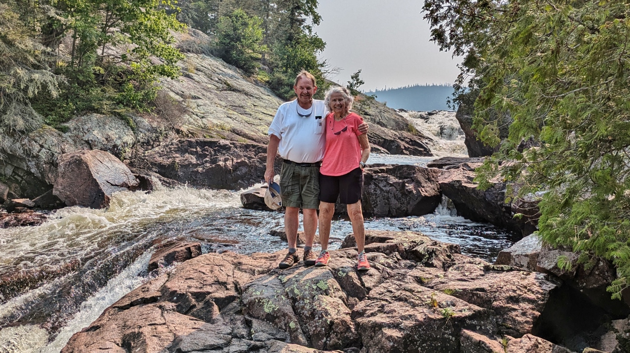 Posing Near Top of Rainbow Falls