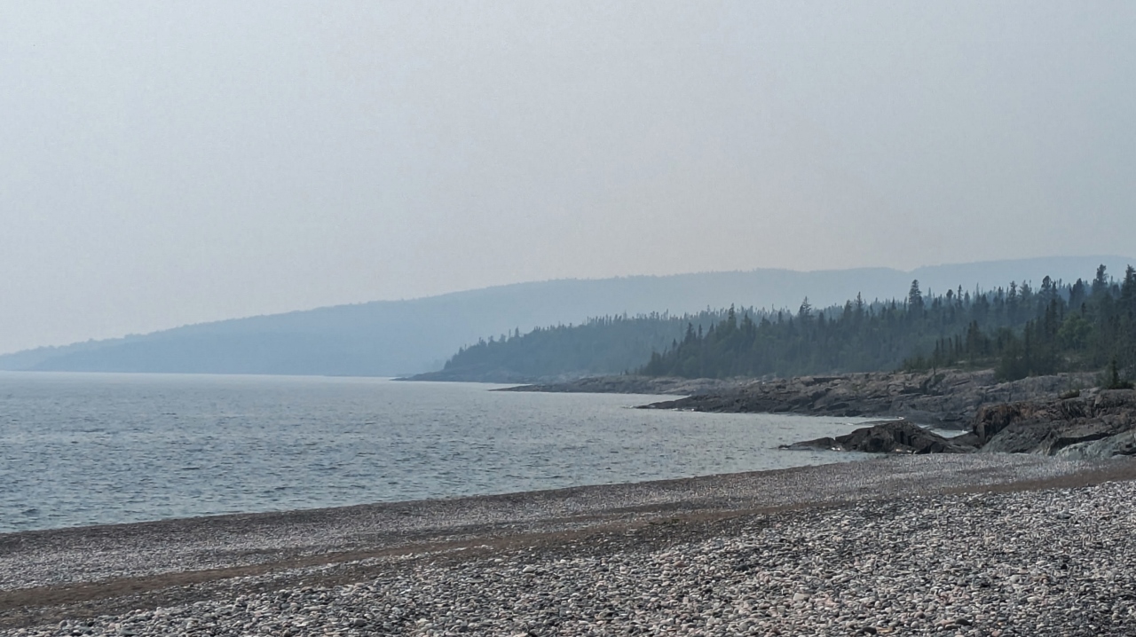 Forest Fire Smoke Spoils Distant View from Schreiber Beach