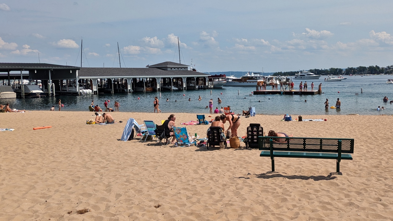 Beach Along Petoskey's Bayfront Drive