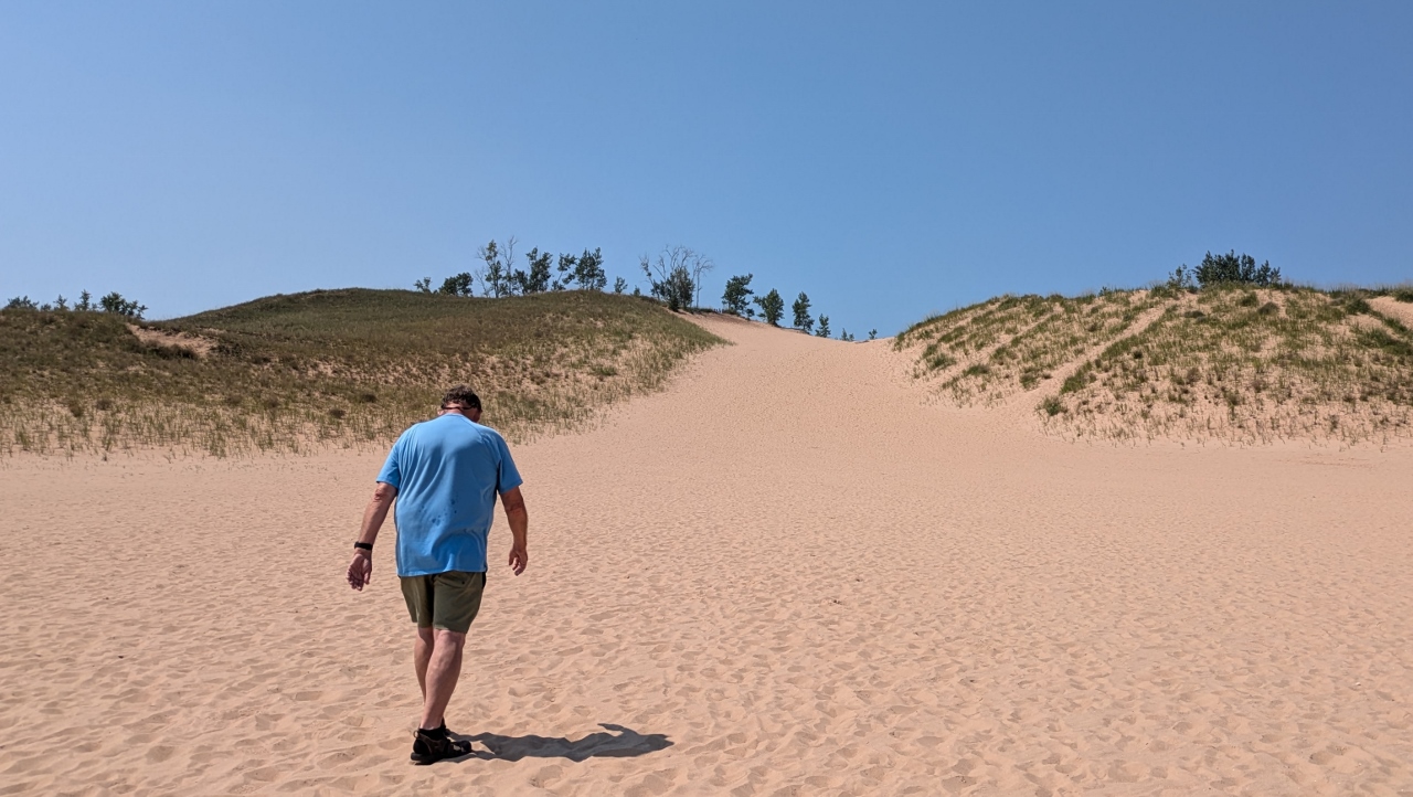 Bill Begins Climb of Dune on Top of First Dune
