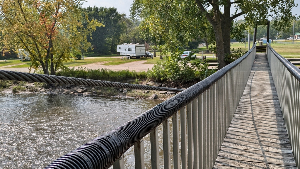 Suspension Bridge Leads to Campground
