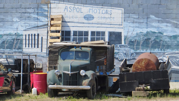 Old Truck Fits Right in with Mural