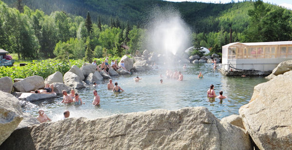 Bathers Enjoy Outdoor Chena Hot Springs Pool
