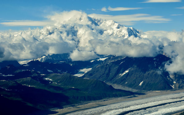 Gaining Altitude with Mt McKinley and Ruth & Tokositna Glaciers In View