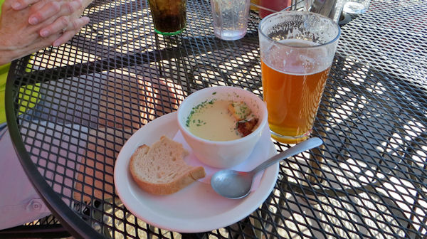 Birch Beer and Beer-Cheese Soup Lunch for Bill at Denali Brewing Company