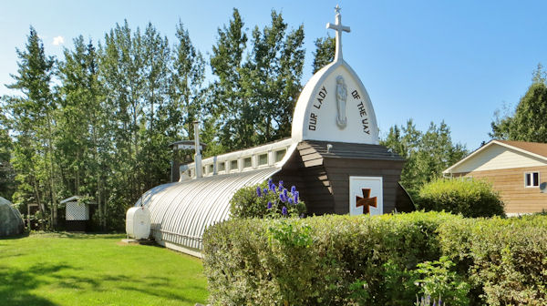 "Our Lady of the Way" Catholic Church in Haines Junction is Repurposed Quonset Hut