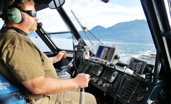 High-Tech Helm in Alaska Waters Large Jet Boat