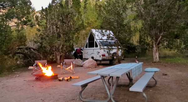 Rare Stine Campfire Next to Tin Tent in Castle Rock Campground