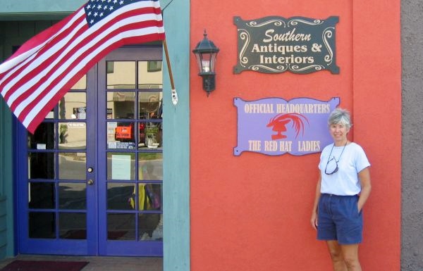 Sandy Poses in Front of a St. Marys City Antique Shop