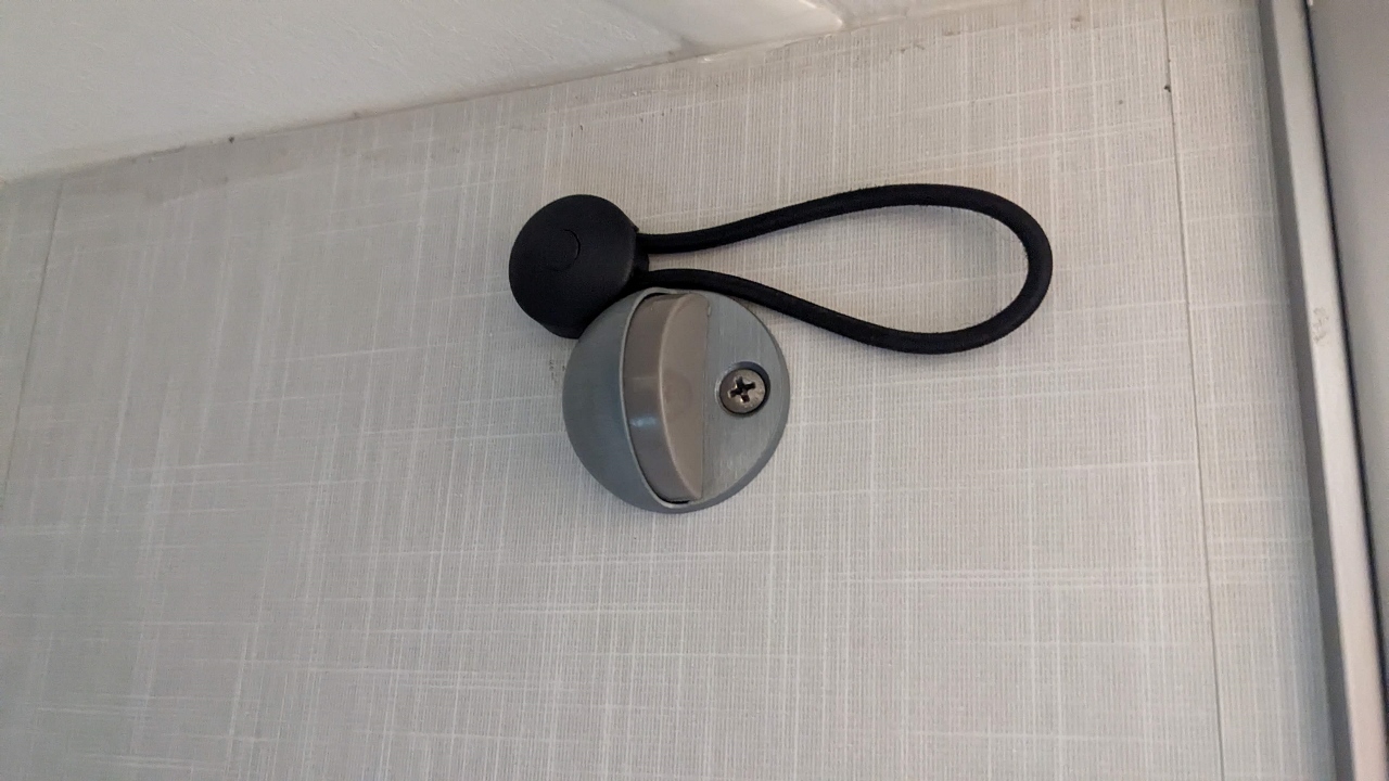 Door Stop and Bungee Loop to Hold Open Shower Wall
