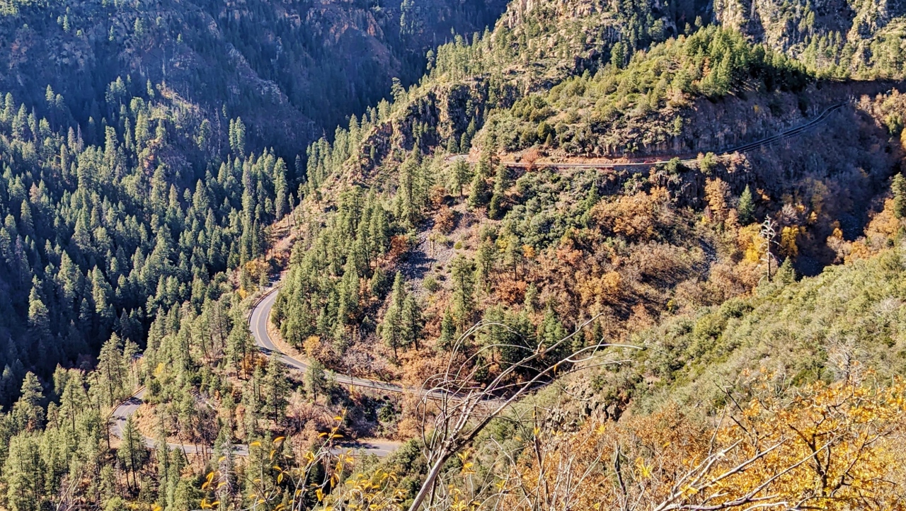 Switchback Road Climbs Out of Upper end of Oak Creek Canyon