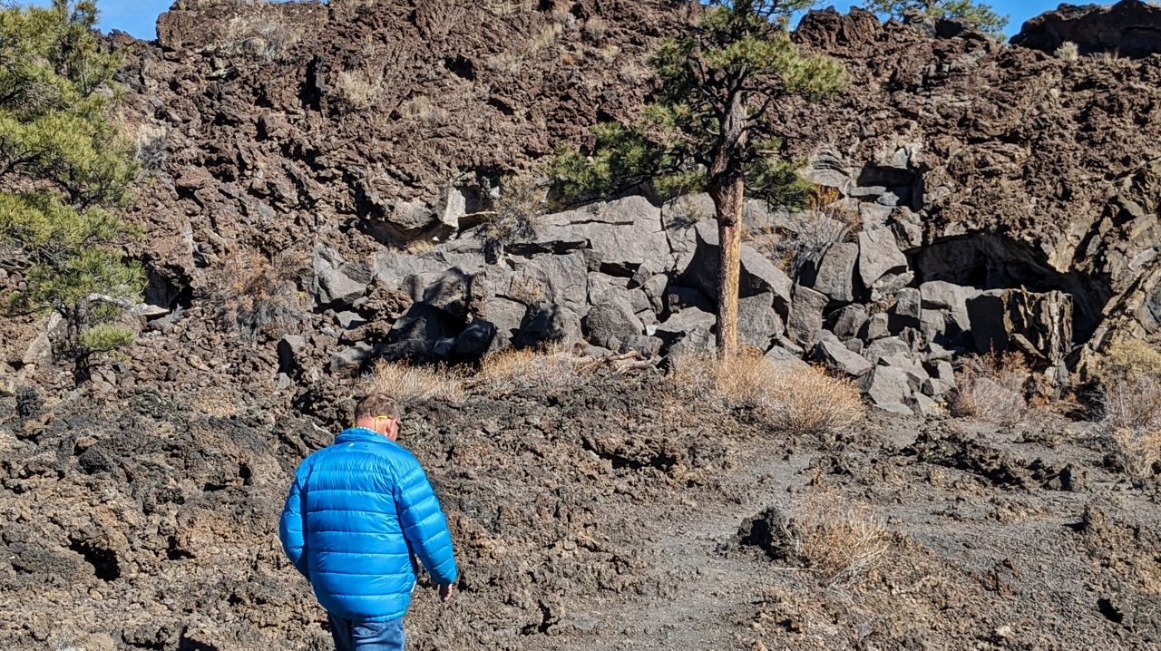 Trail at Base of Crater is Contrast of Soil, Rocks and Lava Crust